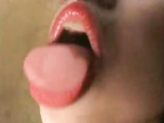 Asian girl licking window
