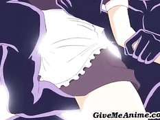 Captured maid gets both holes checked