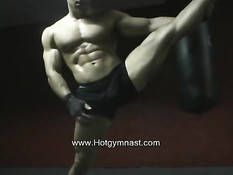 Hot gay stud works out