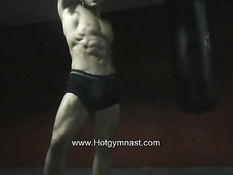 Hot gay stud works out