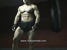 Hot gay stud works out