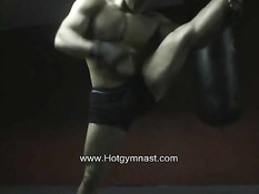 Hot gay stud works out