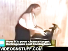 Boob lady carrying bowling ball with tits