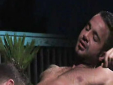 Gay kissing in pool