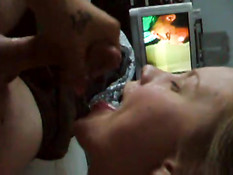 Jenny catching sperm shot