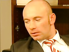 Baldy man fucking french employee
