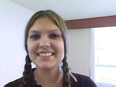 POV sucking pigtail chick