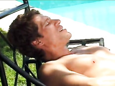 Big tited brunette fucked by the pool