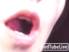 Young brunette masturbates and fists