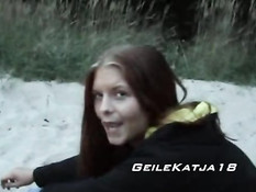 Horny Katja on the beach