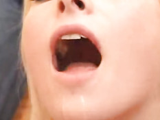 Babe gets cum in mouth and swallows