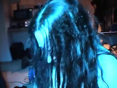 Gothic rocker boning a groupie
