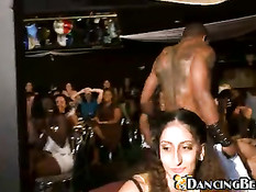 Girls enjoying show of naked stripper 