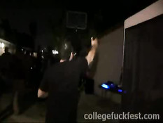 Brunette Blows Stranger In Public