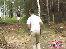 Трах в лесу на природе