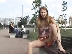 Skinny Slut Shows Her Nice Body In Public