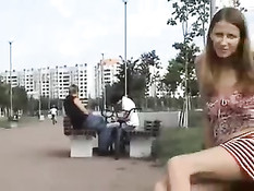 Skinny Slut Shows Her Nice Body In Public