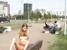 Skinny Slut Shows Her Nice Body In Public