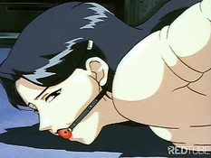 Bondaged anime girl getting teased