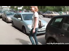 Ебля с рыжей-бестыжей шалавой на улице