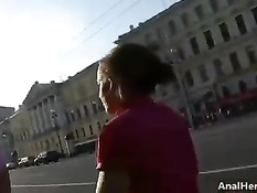 Лысый турист снял на питерской улице молодую сексуальную тёлку