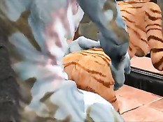 Страшный 3D монстр заставил девку сделать минет и трахнул её раком
