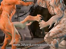 Гигантские 3D монстры схватили девку и оттрахали большими хуями