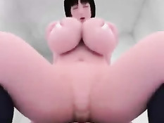 Супер сисястая 3D хентай девушка может подрочить ногами и грудью