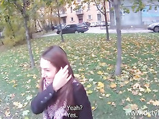 Познакомился на улице с русской девчонкой Алёной и трахнул раком