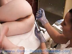 Gyno speculum in butthole