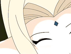 Обнажённая сисястая Tsunade отсасывает член и занимается сексом