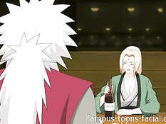 Обнажённая сисястая Tsunade отсасывает член и занимается сексом
