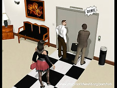 Девчонка из 3D комикса любит отсасывать и трахаться на лестнице