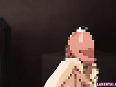 Возбуждённая аниме девочка подрочила и пососала очкарику член