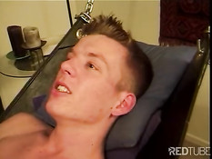 Gay men fucking in sling