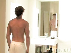 Hottie boy alone under the shower