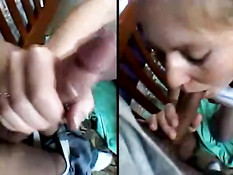 Teen blonde blowing