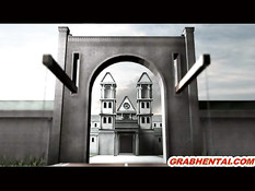 Привязанной к стулу 3d девке руками мастурбируют клитор и киску