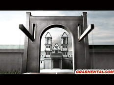 Привязанной к стулу 3d девке руками мастурбируют клитор и киску