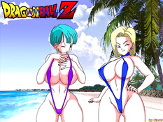 Сексуальные сиськастые девушки из аниме сериала Dragon Ball Z