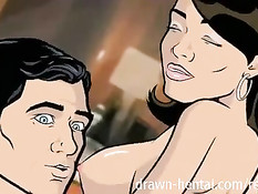 Аниме брюнетка ебётся с мускулистым парнем в гостиничном номере