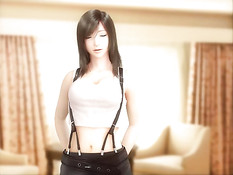 Развратный секс в разных позах с 3D девушкой Tifa из Final Fantasy