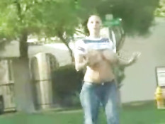 Gianna jogging topless