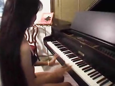 Asian bitch opens both holes
