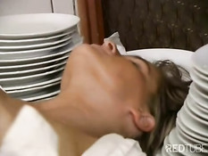 Waitress gets banged dirty by chef