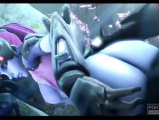 Супергероя WidowMaker из игры Overwatch оттрахали в позе раком