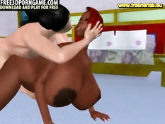 Пышногрудая 3D мулатка отсосала и уселась на возбуждённый хуй