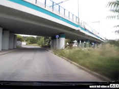 Блондинку отымели на сиденье в машине водитель такси и бойфренд