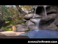 Три сексуальные 3D девушки на природе занимаются лесби сексом