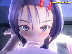Красивый 3D секс в разных позах с милой аниме девушкой Haruna